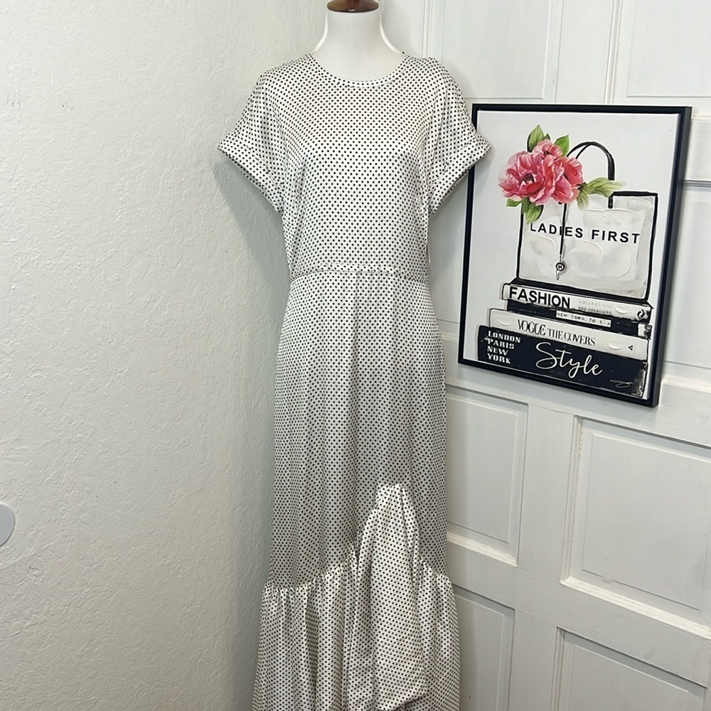 NWT Hellessy Ravena BNW Polka Dot Ruffle Hem Dress Size 8 - Picture 2 of 12